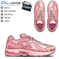 Sneakers de course pour femmes CUSTOM, couleur rose blush dégradé, respirantes, en mesh, design sportif rétro, logo personnalisé, OEM ODM, décontractées, printemps été