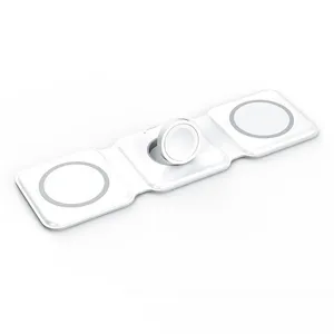 Support de chargeur sans fil magnétique 3 en 1, charge <span class=keywords><strong>rapide</strong></span>, pliable, <span class=keywords><strong>iPhone</strong></span> <span class=keywords><strong>14</strong></span> 13, écouteurs, iWatch avec microphone pour une utilisation sur le bureau - Product Image 5