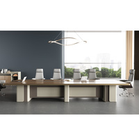 Table de bureau longue en noyer, table de conférence robuste en bois pour projets centraux, bureaux professionnels, table de réunion en bois massif pour l'école