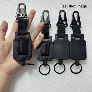 P-040 vuông Du Lịch Ngoài Trời Đen nhựa keyholder có thể thu vào huy hiệu Reel thăng hoa có thể thu vào chủ huy hiệu