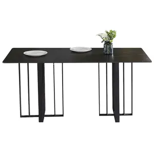 Modern Simple Stainless Steel Rectangular Rock Plate Dining Table for Home Dining Room Furniture