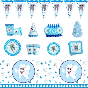 DAMAI Blue Pink Healthy Teeth Theme Party Paper Plate Set Boy Girl Birthday Party <b>Disposable</b> <b>Tableware</b> for Party Supplies - Product Image 2