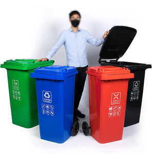 Lid Up Trash Can 120L Plastic Wheeled <b>Square</b> Outdoor Waste <b>Bin</b> - Product Image 2