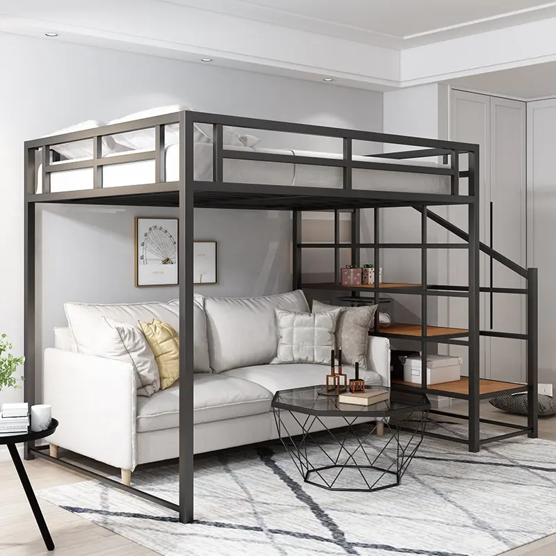 מתכת בית לופט מיטות למבוגרים לופט מיטה עם מדרגות כפול לופט מיטת