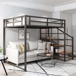 Metal House Loft Beds Adult loft bed With Stairs Double Loft Bed