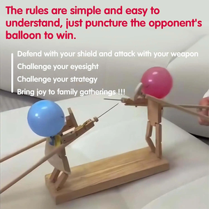 ZG làm bằng tay bằng gỗ hàng rào con rối bóng tre người đàn ông chiến đấu vui vẻ và thú vị trò chơi chiến đấu robot bằng gỗ 2 người chơi - Product Image 2