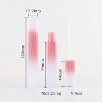 Tube de brillant à lèvres carré dégradé mignon de 4 ml, conteneur vide pour gloss, couleur personnalisée, flacon cosmétique pour huile à lèvres et teinte à lèvres