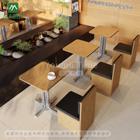 Ensemble table et chaises de style coréen moderne pour café, banquette en bois pour restaurant, mobilier commercial pour établissement de restauration rapide