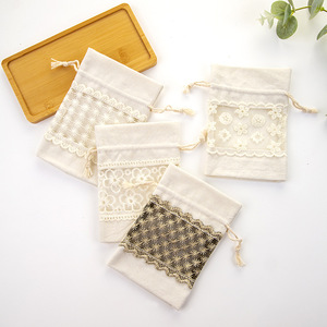 Pochette en <span class=keywords><strong>dentelle</strong></span>, sac cadeau, couleur unie, impression, fenêtre transparente, cordon de serrage, réutilisable, rangement pour clés, pièces de monnaie, <span class=keywords><strong>sachet</strong></span> de parfum, emballage - Product Image 5