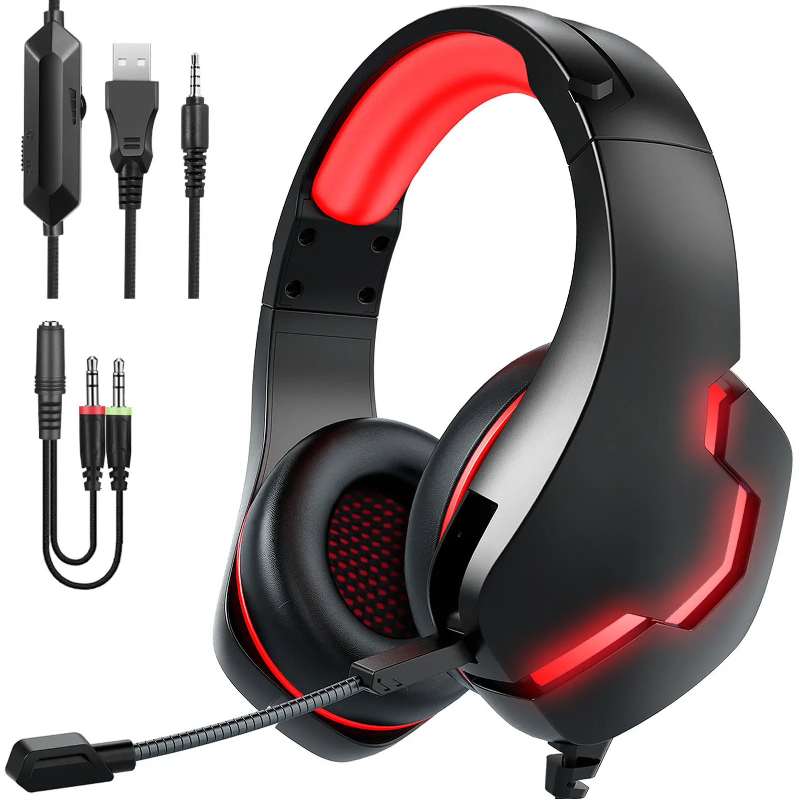 PC PS4 Xbox Headset With HD Microphone RGB Breathing Light 7.1 Stereo Headphone Professional Gaming Headset For E-sports Games