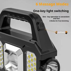 Lampe torche LED solaire multifonctionnelle en gros avec poignée, idéale pour le camping en extérieur et le travail, portable, 6 modes d'éclairage, projecteur - Product Image 6