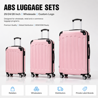 Juego de Maletas de Viaje Rígidas de ABS Rosa Claro, 3 Piezas, con Ruedas Giratorias, para Minoristas y Distribuidores