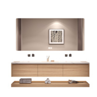Meuble-lavabo mural double vasque de style italien minimaliste intelligent pour hôtel et appartement