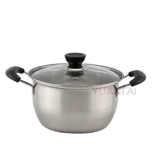 Korean style single bottom Stainless Steel Curved Double Bottom Milk Pot soup pot