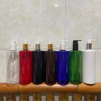 Bouteille en plastique PET Hengjian de 500 ml, forme cylindrique plate, avec emballage cosmétique, pour huile corporelle, shampoing, lotion, avec pompe
