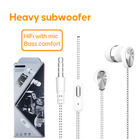 Mikrofon Kabel Grosir 2026 3.5mm Earbud Olahraga In-Ear Pelapis Olahraga Headphone Subwoofer Gaming