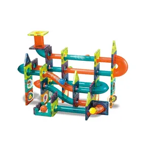 Jouets magnétiques éducatifs pour enfants, piste magnétique, jeu de suivi de course en marbre, assemblage de bricolage, labyrinthe, course, boule, blocs de construction, 96 pièces