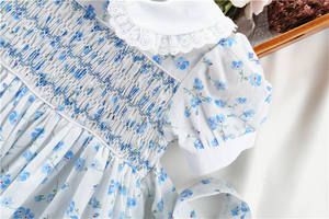 ชุดเดรสเด็กผู้หญิงลายดอกไม้สีฟ้าอ่อน สไตล์ลำลอง วินเทจ ขายส่ง เสื้อผ้าเด็ก B114313 - Product Image 4