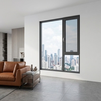 Fenêtre de balcon de villa en alliage d'aluminium à vue panoramique, insonorisée, double vitrage trempé, moustiquaire en aluminium, ouverture extérieure pour chambre et cuisine