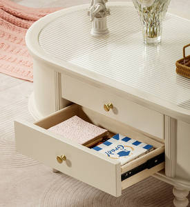 <span class=keywords><strong>Table</strong></span> à thé de Style crème française tout en bois massif pur bûche <span class=keywords><strong>Table</strong></span> basse en verre ovale salon américain petit appartement meubles - Product Image 6