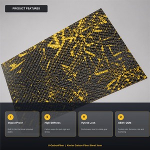Plaque en fibre de <span class=keywords><strong>carbone</strong></span> <span class=keywords><strong>Kevlar</strong></span> 3 mm, résistante aux chocs, composite forgé hybride pour équipement de protection, armure UAV, sports nautiques - Product Image 4