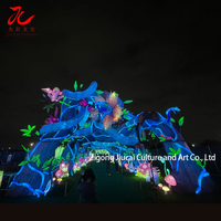 Verzauberte Wald-Laternen aus Chinesischer Seide, Wasserdichte Weihnachts- und Festdekorationen, Große Tier- und Blumenbogen-Laternen