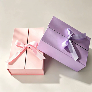 Luxury Custom Logo Double Door <b>Magnetic</b> Gift <b>Box</b> with Ribbon Closure Premium Rigid Collapsible Cardboard Packaging - Product Image 2