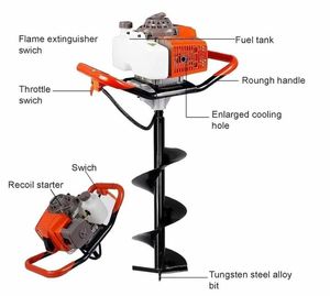 Tarière thermique <span class=keywords><strong>pour</strong></span> trous de poteaux, <span class=keywords><strong>pour</strong></span> jardin et travaux de construction, avec foret hélicoïdal robuste et moteur 4 temps - Product Image 3