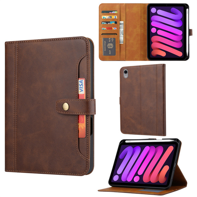 Card Slot Wallet Function Luxury Calfskin Leather Pen Holder Slim Tablet Folio Case for iPad Air 6 7 2025/Pro 11 13 2024