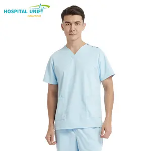 H&U Conjunto de uniforme hospitalar feminino de alta qualidade para mulheres, uniforme de enfermagem personalizado de algodão e poliéster de alta qualidade
