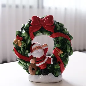 La nuova fabbrica della cina ha portato la luce Mini Santa giaceva sulla ghirlanda di Natale in ceramica di Natale ornamento appeso - Product Image 1