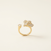 Bague abeille en or jaune 18 carats avec diamant hexagonal de 1,06 ct cultivé en laboratoire
