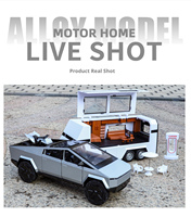 1:24 Cyber Pickup RV Modèle de voiture miniature en alliage avec lumières et musique, camping-car en métal, jouet de collection