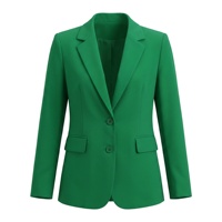 Blazer pour femme en polyester/coton, couleur rose, tissé, uni, à simple boutonnage, manches longues, col cranté, pour l'automne