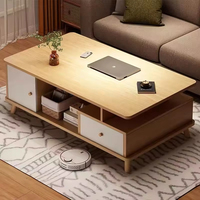 Ensemble de table à café et thé carré de luxe meubles en métal et en bois avec rangement pour bureau à domicile style éthiopien