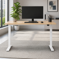 Bureau électrique commercial réglable en hauteur pour le travail assis-debout, poste de travail PC moderne en métal avec surface extensible