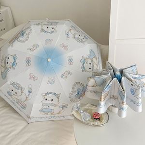 Nouveau Parapluie Automatique Lolita Kitten Mignon Protection Solaire Anti-UV pour Étudiants, Logo Personnalisé, Revêtement Noir, 8 Baleines, Pliage en Trois - Product Image 5