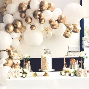116 adet beyaz ve altın lateks balonlar düğün doğum günü nişan yıldönümü partisi zemin DIY süslemeleri balon kemer çelenk