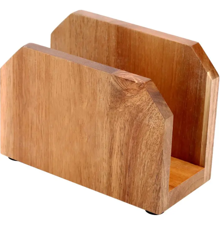 Portatovaglioli in legno di Acacia con tavoli e ripiani personalizzati