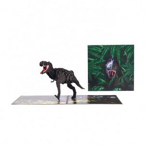 Carte pop-up dinosaure découpée en papier pour décoration de fêtes et cadeaux - Product Image 1