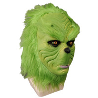 Halloween drôle monstre aux cheveux verts masque en latex NPC habiller Cosplay blague Thriller intimidation couvre-chef
