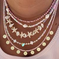 Collar Bohemio Colorido de Moda con Cuentas de Arroz, Estrella de Mar y Turquesa, Chapado en Oro de 18K, Joyería para Mujer
