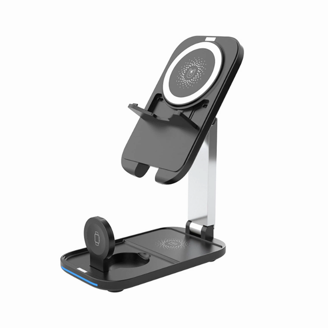 Folding Magnetic Three-in-one Wireless Charger, Standing Desktop Phone Stand, Wireless Charger