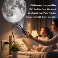 Proyector de Estrellas LED USB, Lámpara de Proyección de Planetas y Luna con Cuello Flexible y Diapositivas Intercambiables para Decoración de Dormitorios