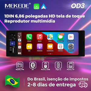 MEKEDE Stock Brésil NON soumis à la taxe Livraison gratuite Écran 6,86 pouces <span class=keywords><strong>1</strong></span> DIN MP5 sans fil CP/AA <span class=keywords><strong>Module</strong></span> AHD Liaison Téléphone BT Google Maps - Product Image 1
