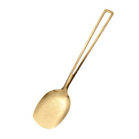Ensemble de 9 ustensiles de service de luxe en or, cuillère et spatule en acier inoxydable avec manche à motif de branche