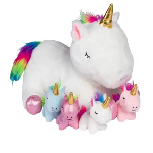 2024 Offre Spéciale licorne en peluche jouets momie licorne avec quatre petites licorne en peluche jouet éducation peluche interactive