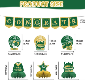 ชุดตกแต่งงานรับปริญญาสีเขียว DAMAI ชุดอวยพรสำเร็จการศึกษา ปี 2026 อุปกรณ์จัดงานปาร์ตี้สำหรับป้ายแขวน พวงมาลัย ของตกแต่งรูปทรงรังผึ้ง - Product Image 6