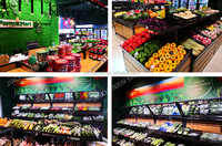 Zware-duty metalen & houten supermarkt fruit- en groentepresentatie rek met vrijstaande schappen