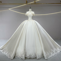 Robe de mariée Jancember JFH70 minimaliste en satin doux, épaules dénudées, style empire